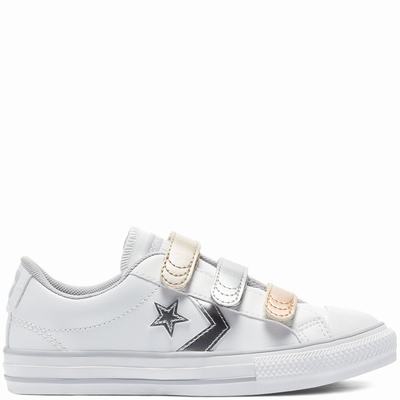 Converse Metallic Leather Easy-On Star Player - Lasten Tennarit - Valkoinen/Metal